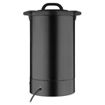 Apuro Water Boiler Matt Black 20Ltr, front view showing the matte black cylindrical body, arched top handle, and side tabs.