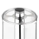 Olympia Deluxe Juice Dispenser top-down close-up showing polished stainless steel lid with central cap and four radiating arms