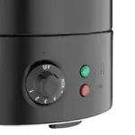 Close-up of the Apuro Water Boiler Matt Black 30Ltr control panel, featuring a dial and green and red indicator lights.