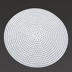 Close-up of the white perforated metal steaming tray from the Apuro Jumbo Rice Cooker, featuring a dense pattern of small round holes.