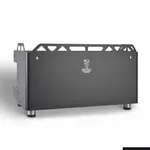 Bezzera 3 Group Moda DE PID espresso machine rear view showing matte black panel with silver logo and ventilation cutouts