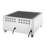 Apuro Induction Hob Four Zone - 2x3kW rear view showing stainless steel housing, ventilation grilles, and power cables