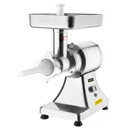 Apuro Heavy Duty Meat Mincer Size 22 side profile showing stainless steel body, white pusher tube, and control panel with logo.