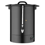 Apuro Water Boiler Matt Black 30Ltr front view showing cylindrical body, glass gauge, and control dial