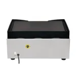 Apuro Counter Top Electric Griddle front view with black non-stick plate, stainless steel base, and yellow-ringed control knob.