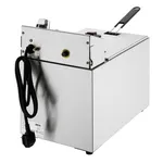Apuro Single Electric Fryer rear view showing black rotary temperature dial, chrome switch, and power cord