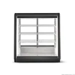Bonvue Chilled Angled Counter Top Food Display front view with dark frame and three white wire shelves