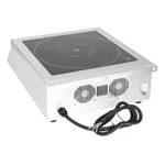 Apuro Heavy Duty Induction Hob rear view showing stainless steel housing, black glass top, and fan vents