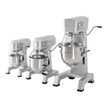 Apuro Digital Planetary Mixer range in three sizes with grey housings, steel bowls, and safety guards