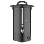 Apuro Water Boiler Matt Black 10Ltr front view featuring a vertical stainless-steel thermometer tube and black spigot.
