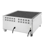 Apuro Induction Hob Four Zone - 2x3kW rear view showing stainless steel housing, ventilation grilles, and two power cables