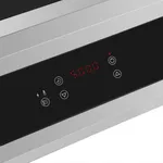 Close-up of the Apuro Heavy Duty Induction Hob control panel, featuring a black glass strip with a red LED display and white touch icons.