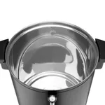 Apuro Water Boiler Matt Black 30Ltr top-down view showing open stainless steel interior, central heating element, and MAX fill line