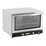 Apuro Bakery Convection Oven angled front view showing glass door, wire racks, and control panel with Buffalo logo