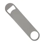 Close-up of the Olympia Bartenders Blade St/St, a flat stainless steel bottle opener with a brushed silver finish and a hanging hole.
