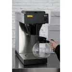 Apuro Manual Fill Pour-Over Filter Coffee Machine side view with stainless steel body and black top panel