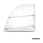 Bonvue 70L Elegant Ambient Benchtop Display side profile showing curved glass front, flat rear, and two shelves on metal brackets