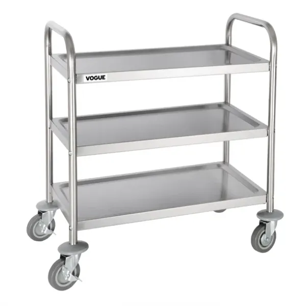 Edlp Vogue 3 Tier Flat Pack Trolley St/St - 825x710x405mm 32 1/2x28x16"