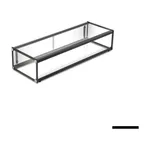 Bonvue Pre Assembled Single Layer Ambient Showcase from a side angle, featuring a black metal frame and clear glass panels.