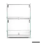 Bonvue 70L Elegant Ambient Benchtop Display front view with silver frame, glass shelf, and circular lights