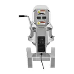 Apuro Digital Planetary Mixer rear view showing brushed stainless steel housing, black control panel, and safety lever.