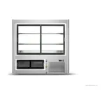 Bonvue Refrigerated Deli Meat and Seafood Display front view with stainless steel two-door glass upper section and lower service panel