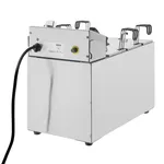 Rear view of the Apuro Pasta Cooker - 8Ltr, showing the stainless steel body, black feet, and yellow-ringed rotary dial.