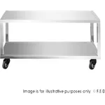 Baker Max stainless steel trolley side view with rectangular shelves and four black caster wheels