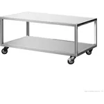 Bakermax Trolley for Electric Deck Bakery Oven Me2, three-quarter view, stainless steel frame with two shelves and black swivel casters