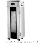Bakermax Retarder Proofer Cabinet Mpr 18 front view with stainless steel body, glass door, digital panel, and caster wheels.