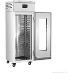 Bakermax Retarder Proofer Cabinet Mpr 18 from a three-quarter angle with door open, revealing stainless-steel wire shelves and a digital control panel.