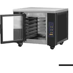 Bakermax Proofer Cabinet Mpr 6 from a front-left angle with the glass door open, revealing the stainless steel interior and black exterior casing.