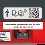 Close-up of the back of the red Dito Sama Prep4you Vegetable Slicer showing a QR code sticker and a black rocker switch.