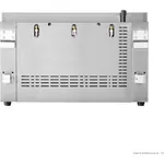 Rear view of the GasMax Heavy Duty LPG Salamander REB-02ELPG showing a brushed stainless steel back panel with brass burner inlets and ventilation slots.