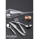 Trenton brand lifestyle shot featuring polished stainless-steel flatware and a wine glass, not the Torino Cheese Knife