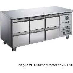 Fed X SS Six Door Bench Fridge with Drawers Xub7c1