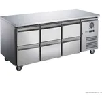 FED-X S/S Six-Door Bench Fridge with Drawers - XUB7C18S3D