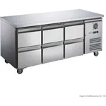 FED-X S/S Six-Door Bench Fridge with Drawers - XUB7C18S3D