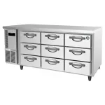 Hoshizaki RTC-167DEA-GN-9D 404L 9 Drawer 100mm Deep Gastronorm Underbench Refrigerator on castors