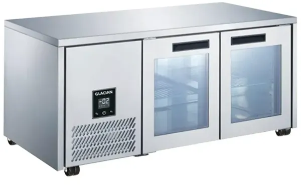 2 Door Fridge 760mm Deep Glass Doors