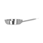 Chef Inox Elite 18/10 stainless steel frypan side profile with long flat handle and rivet