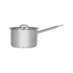 Chef Inox Elite 18/10 saucepan side profile with domed lid and long wire handle