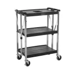 Folding Trolley 3 Tier Black 420x760x900mm