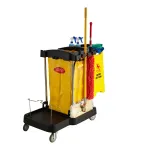 Jiwins Simplified Compact Cleaning Cart Black 1095x575x975mm