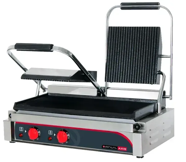Panini Press Double Ribbed Top Flat Bottom