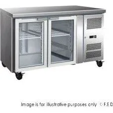 GN2100TNG - 2 Glass Door Gastronorm Bench Fridge