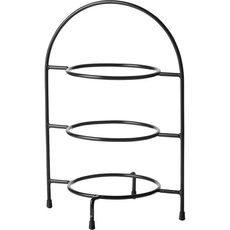 3-Tier Round Display Stand Black — 195x285x440mm