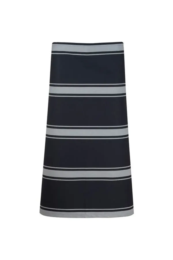 Bib Apron 3/4 Length Butchers Stripe Poly Cotton 255gsm — Navy/White 90x75cm