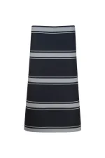 Bib Apron 3/4 Length Butchers Stripe Poly Cotton 255gsm — Navy/White 90x75cm