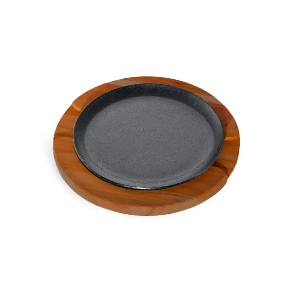 Round Sizzle Plate-Cast Iron |190mm Ø | With Wood Base